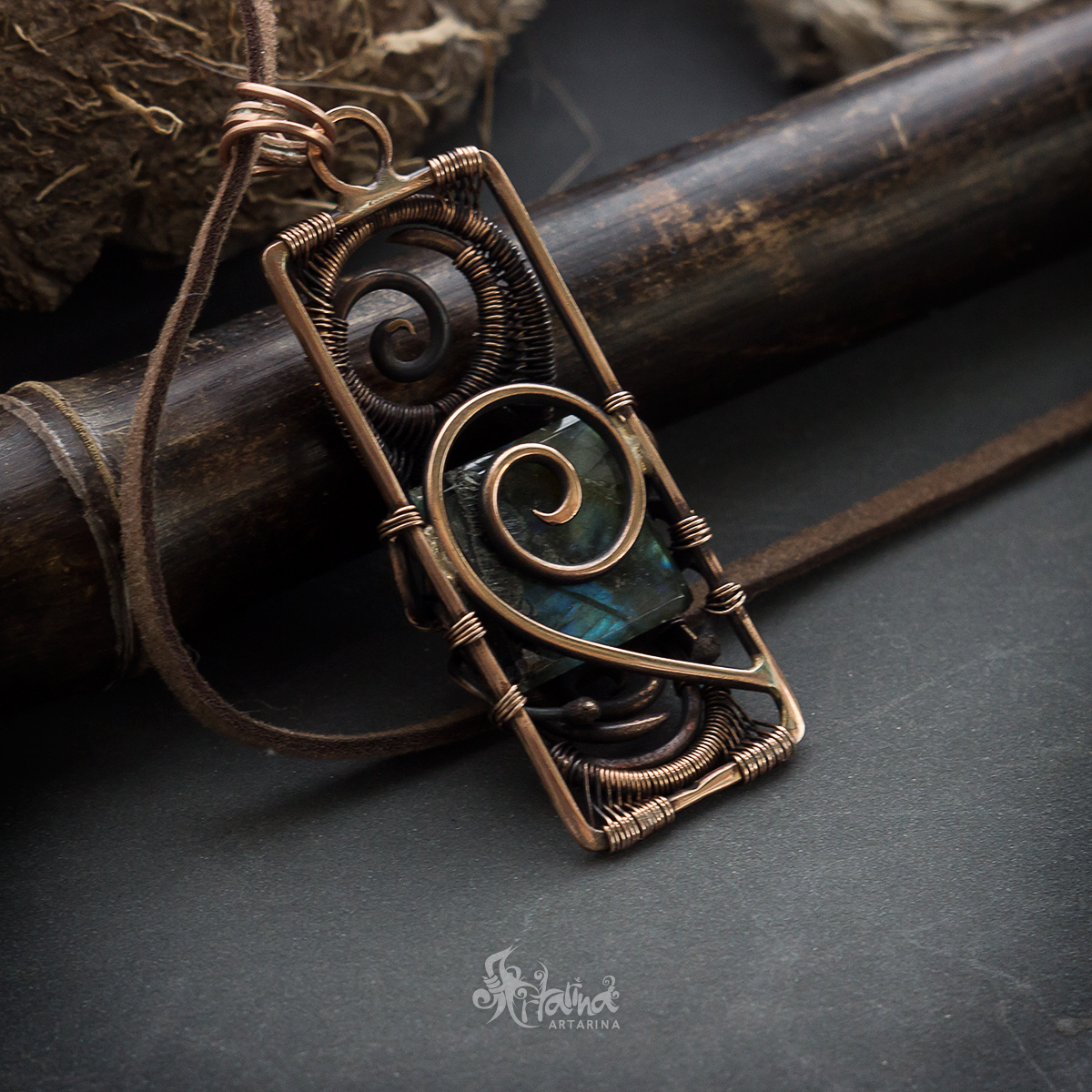 Bronze pendant in wire wrap technique - My, Wire wrap, Handmade, Fantasy, Creation, Decoration, Longpost