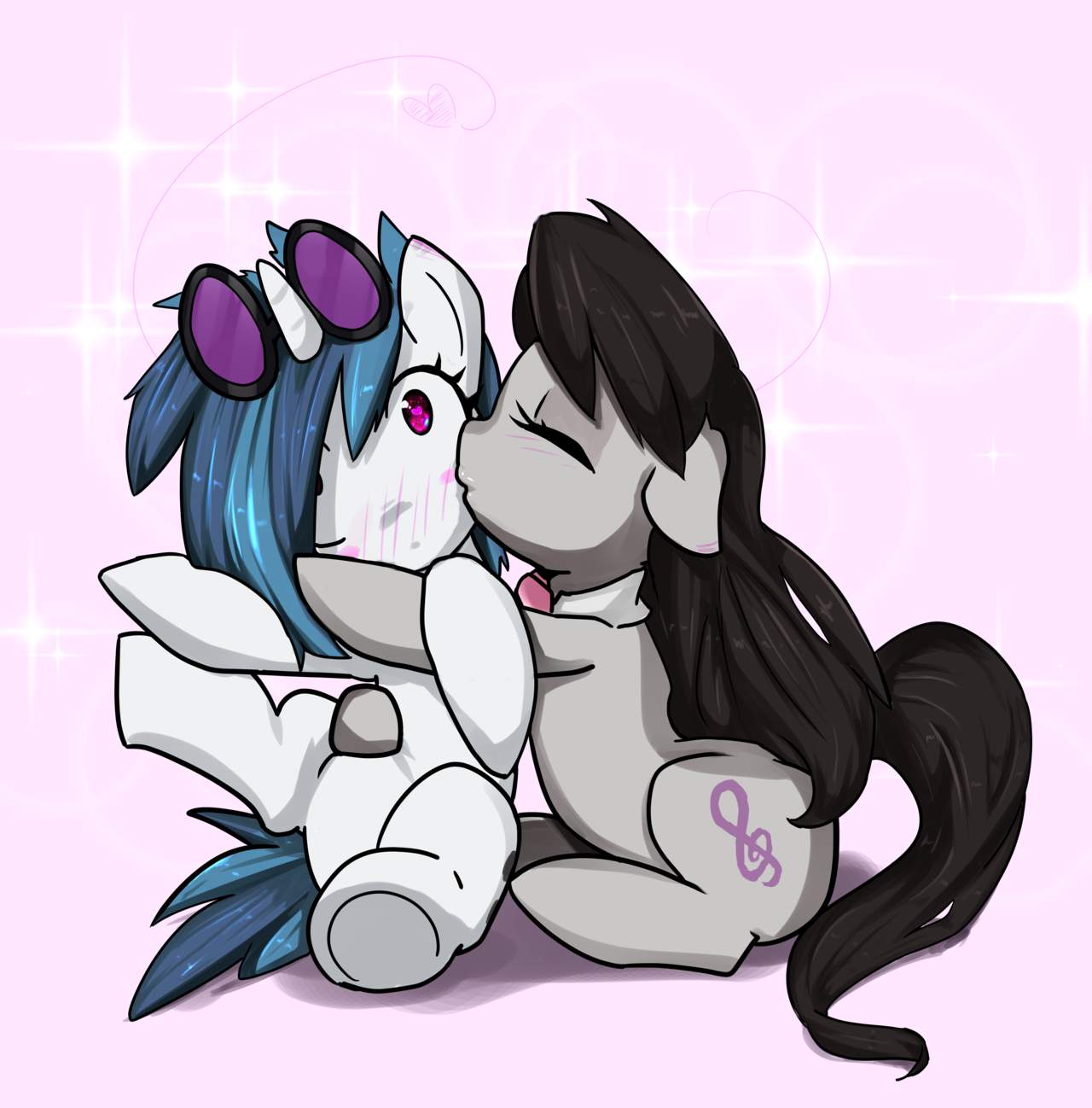 Vinyl Surprise Smooches - My Little Pony, MLP Lesbian, Octavia Melody, Vinyl Scratch, Шиппинг