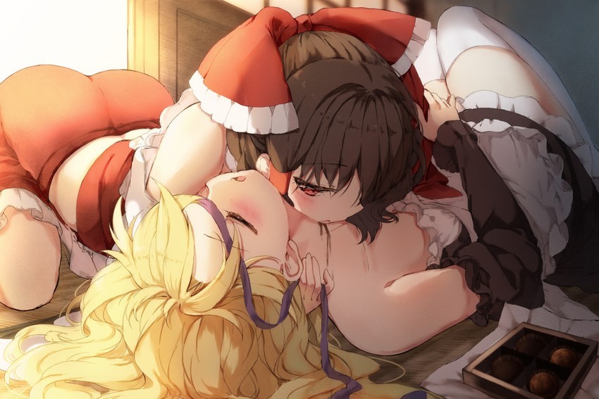 Hakurei Reimu and Kirisame Marisa <3 - NSFW, Anime, Anime art, Touhou, Hakurei Reimu, Kirisame marisa, Yuri, Etty