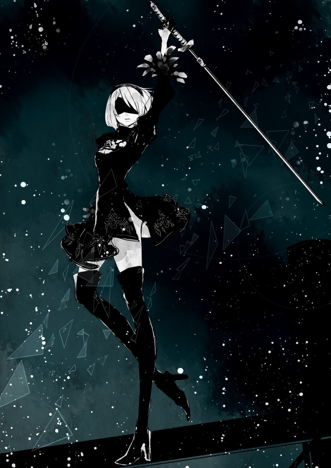 Yorha 2b art - Yorha unit No 2 type B, NIER Automata, Anime art