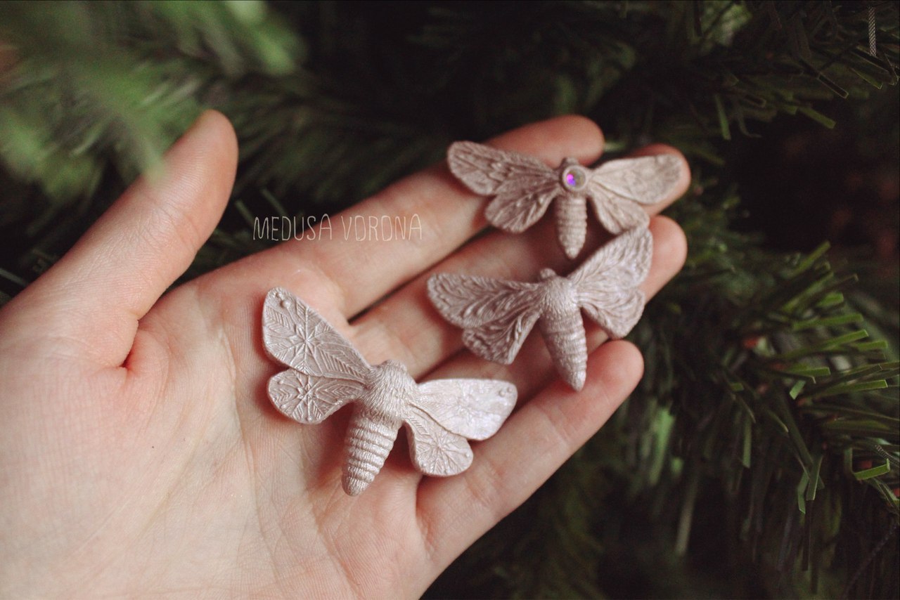 Little winter moths (decorations) - My, My, Magic, Butterfly, , Winter, Patterns on the window, With your own hands, Decoration, Longpost