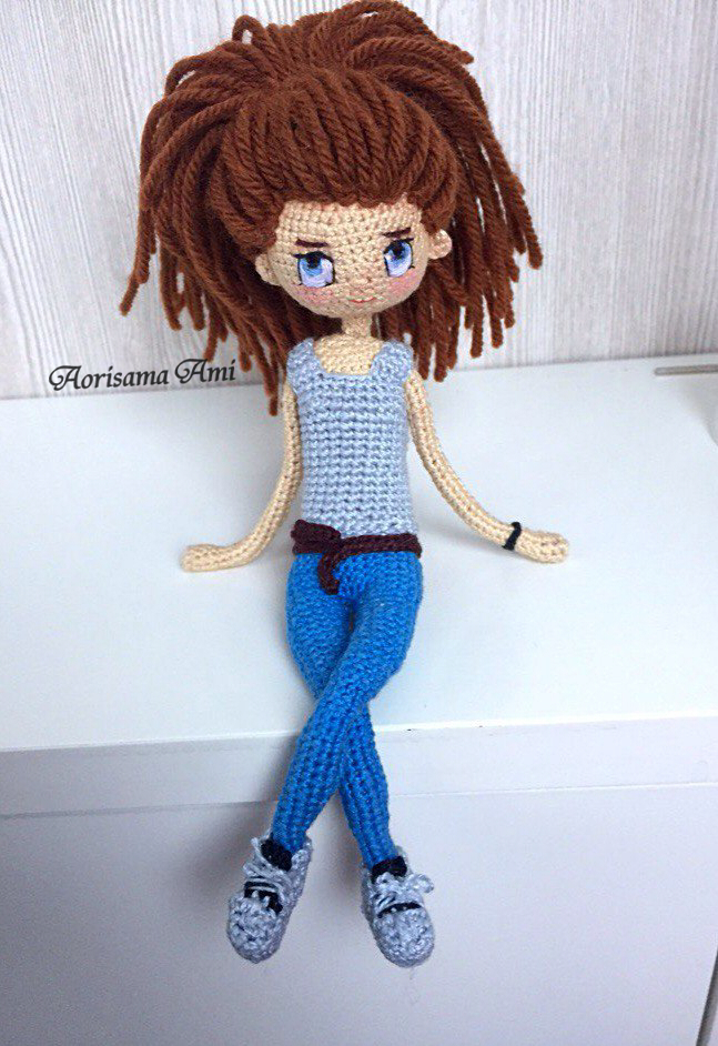 My third doll - My, Doll, Handmade, Needlework, Crochet, Amigurumi, Interior doll, Knitting, Author's toy, Longpost