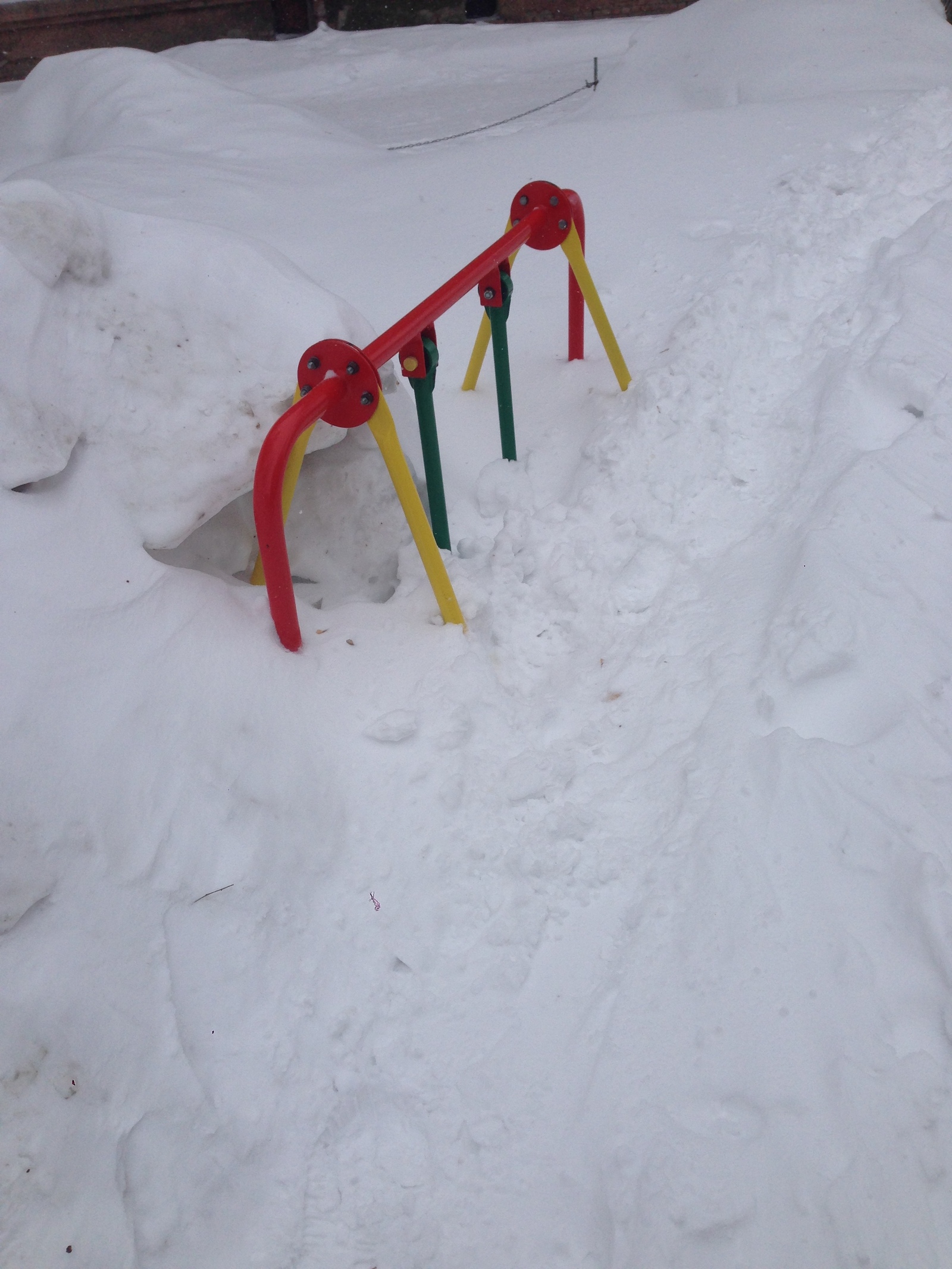 Novosibirsk patio - My, Winter, Snowdrift, , The photo, My, Swing