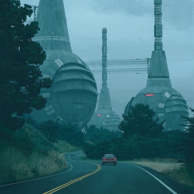 Рендер-ферма - Рендер, Simonstalenhag, Машина, Дорога, Арт