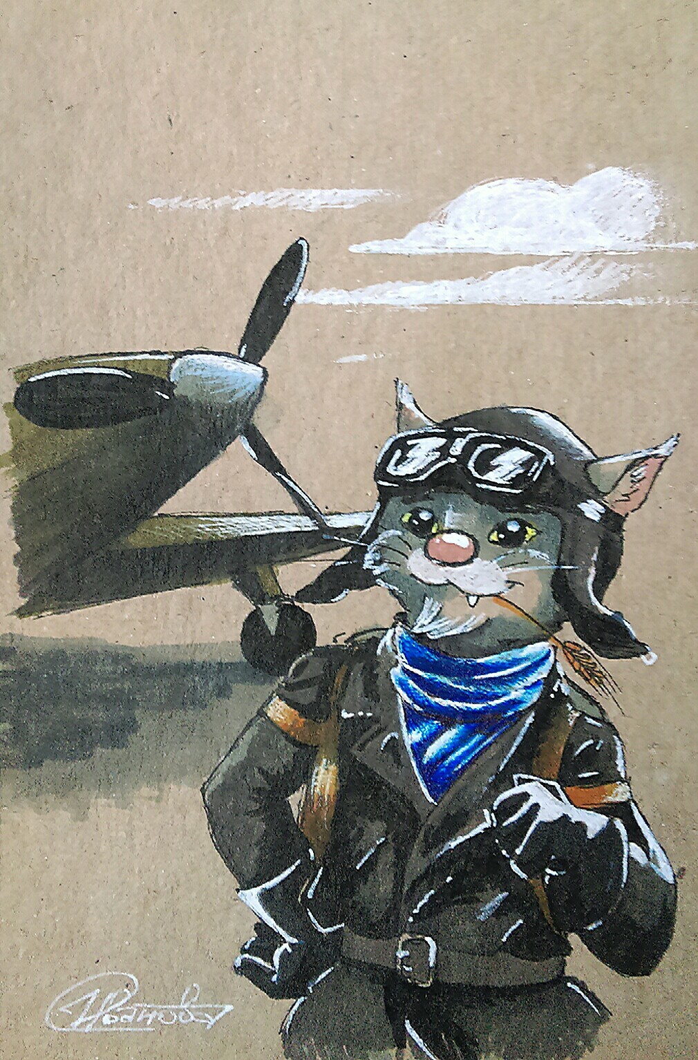 Military cats. A series of illustrations for the Defender of the Fatherland Day - My, Drawing, Illustrations, February 23, Defender of the Fatherland Day, cat, Military, Longpost