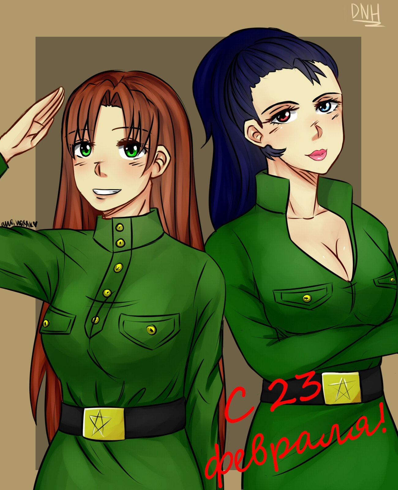 Our camp team wishes you a happy holiday! - Endless summer, Visual novel, Art, Viola, Olga Dmitrievna, February 23