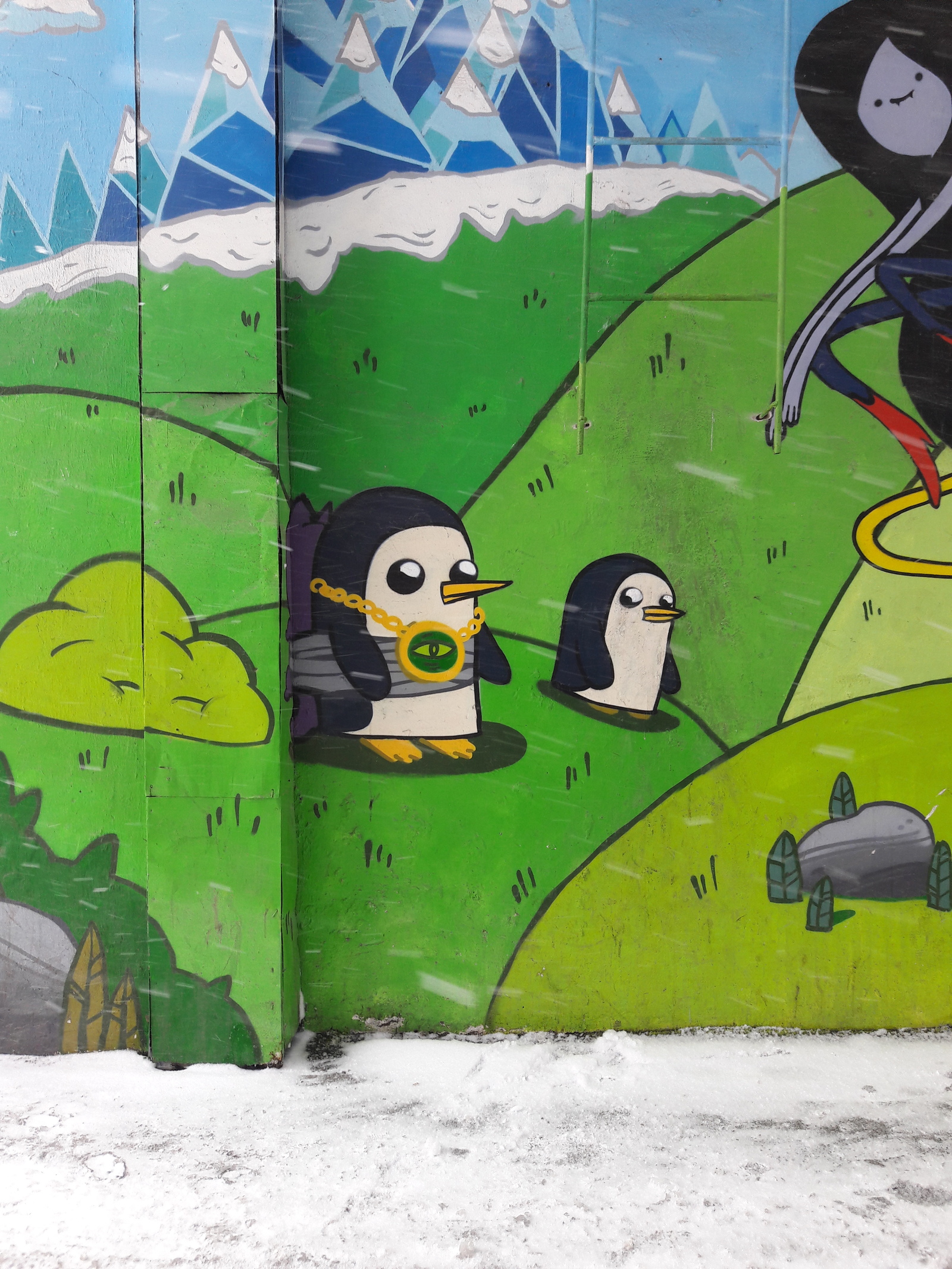 Adventure time in the courtyards of Almaty - My, Graffiti, Adventure Time, Almaty, Folk art, Longpost