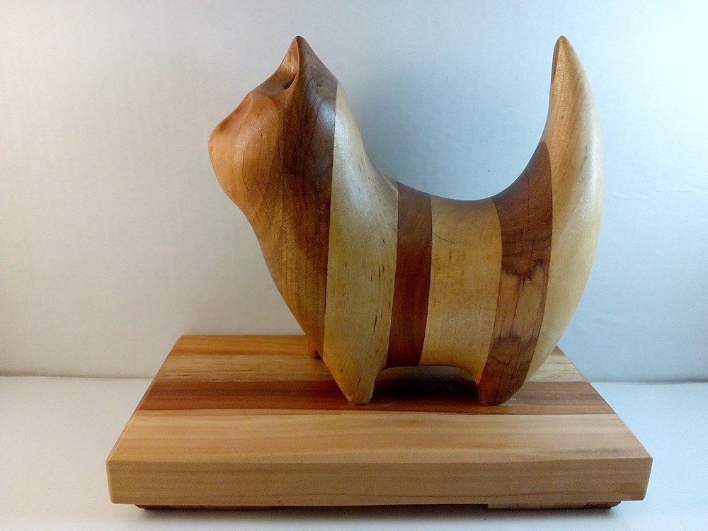 Striped cat - My, Wood carving, My, Handmade, Souvenirs, Statuette, cat, Handmade, Longpost, Video