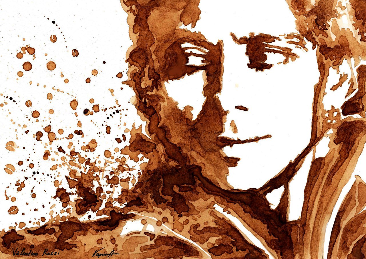 I used COFFEE as the paint. Valentino Rossi 46 - My, Valentino Rossi, , , Moto, Motospb, Favourite buisness, Painting, Motogp