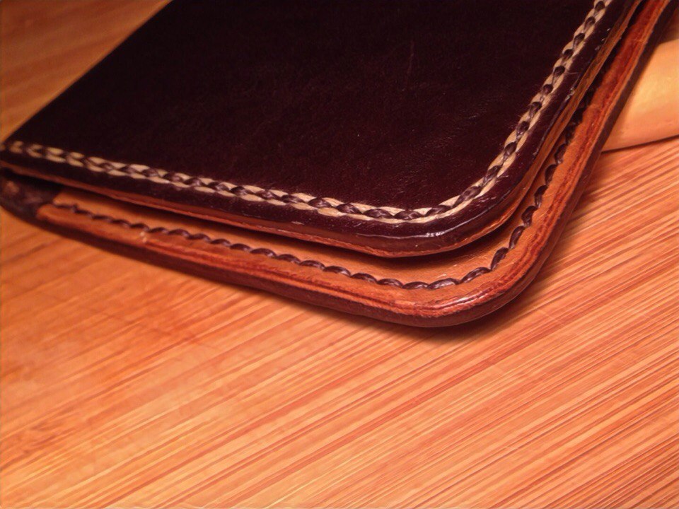 Fancy seam - My, Wallet, Handmade, Leather, Russia, Clutch, Сумка