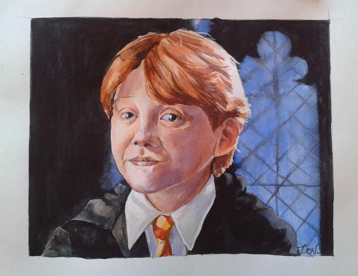 Favorite trinity - My, Watercolor, Portrait, Harry Potter, Creation, Longpost