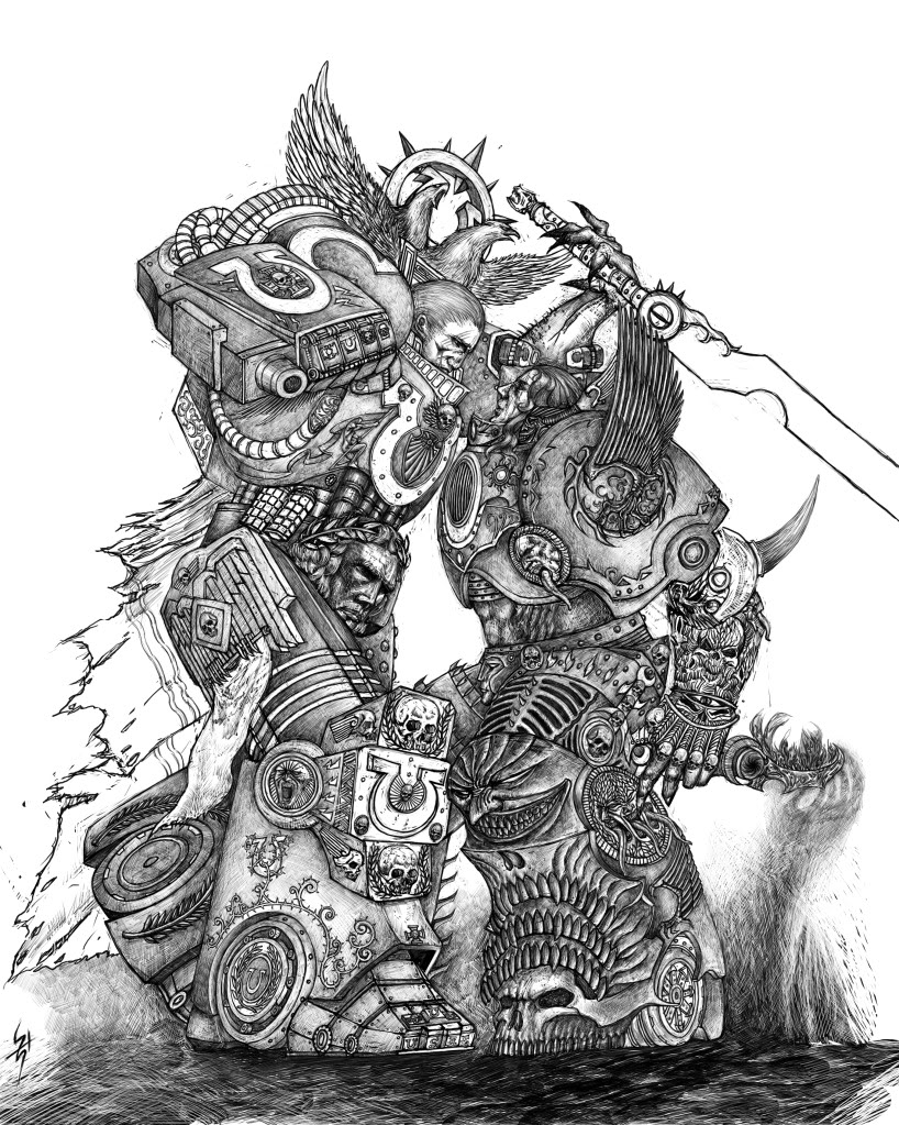 Variation on the fight between Guilliman and Fulgrim - Wh Art, Warhammer 40k, Fan art, Roboute guilliman, Fulgrim