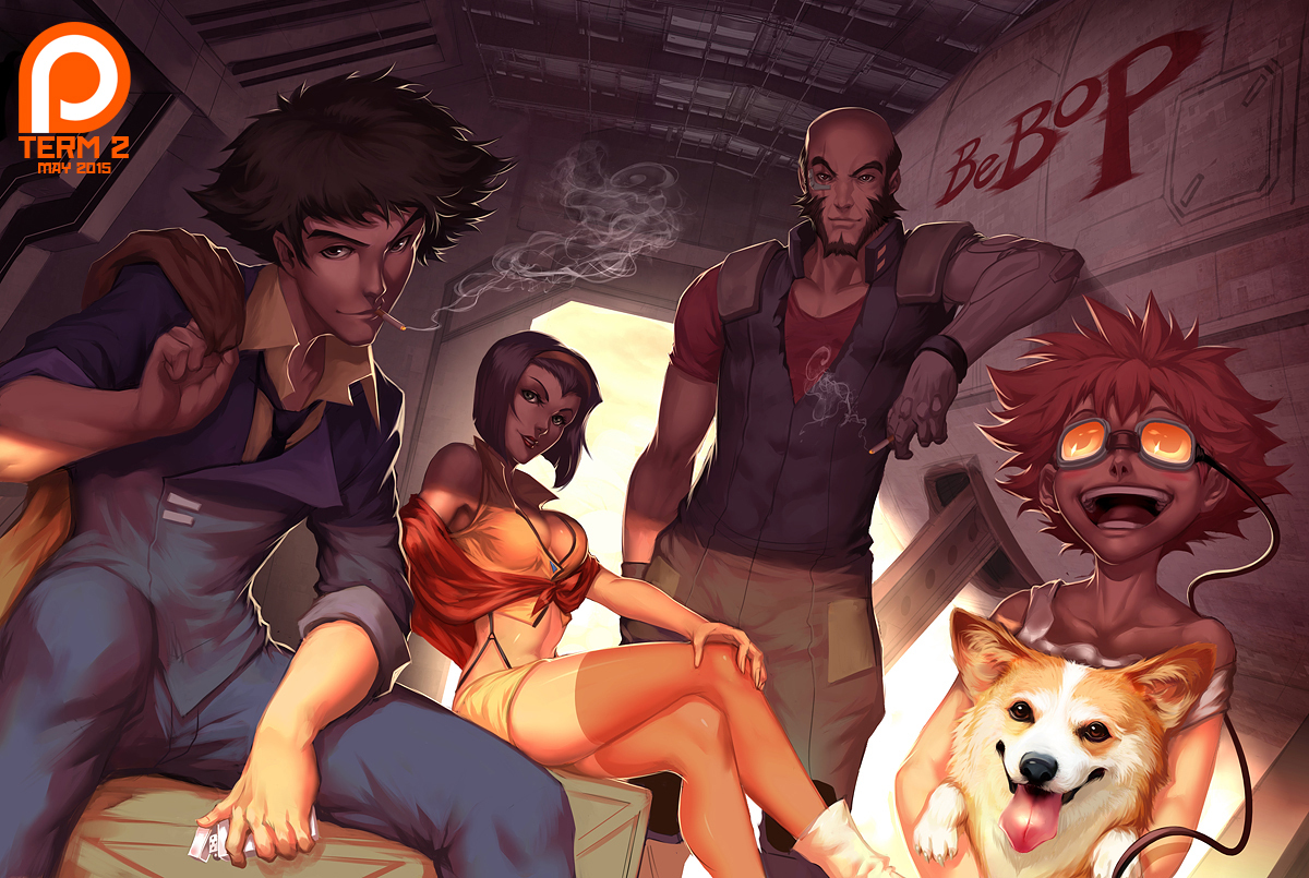 Cowboy bebop - Anime art, Anime, Cowboy bebop, Spike spiegel, Faye valentine, Jet Black, Ein, Radical Edward