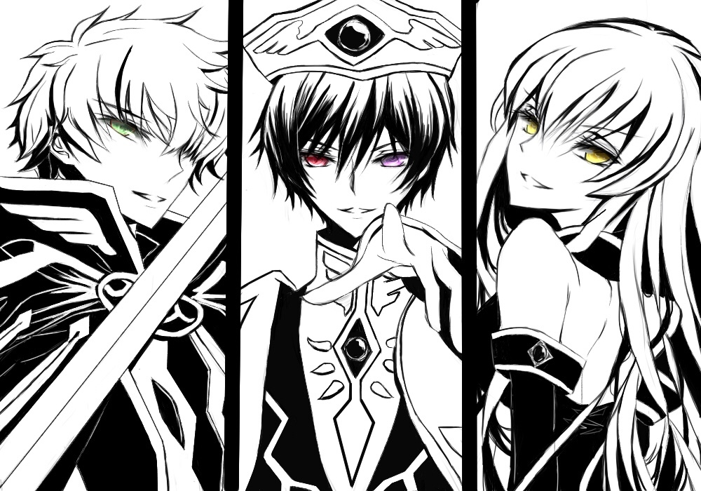 Code Geass. Lelouch vi Britannia / C.C. / Suzaku Kururugi. - Аниме, Code Geass, Lelouch, Lelouch Lamperouge, Suzaku Kururugi, Пиццеедка, Бессмертная Ведьма, Anime Art, Длиннопост