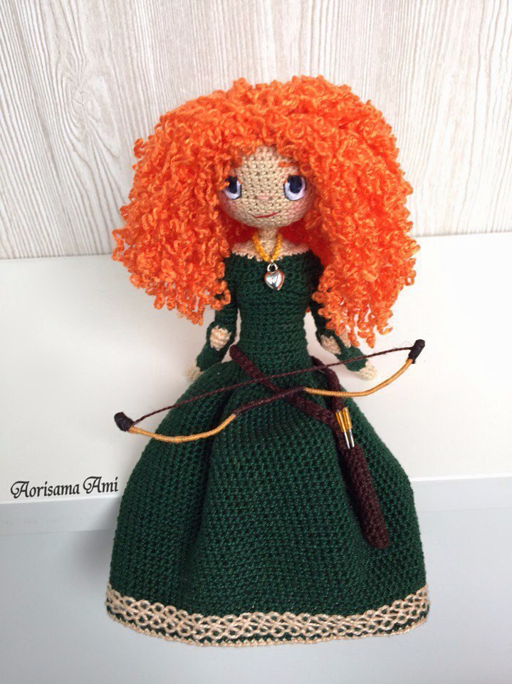 My fourth doll is Merida! - My, Amigurumi, Handmade, Brave, Doll, Knitting, Knitted toys, Hobby, Needlework, Longpost, Braveheart (film)