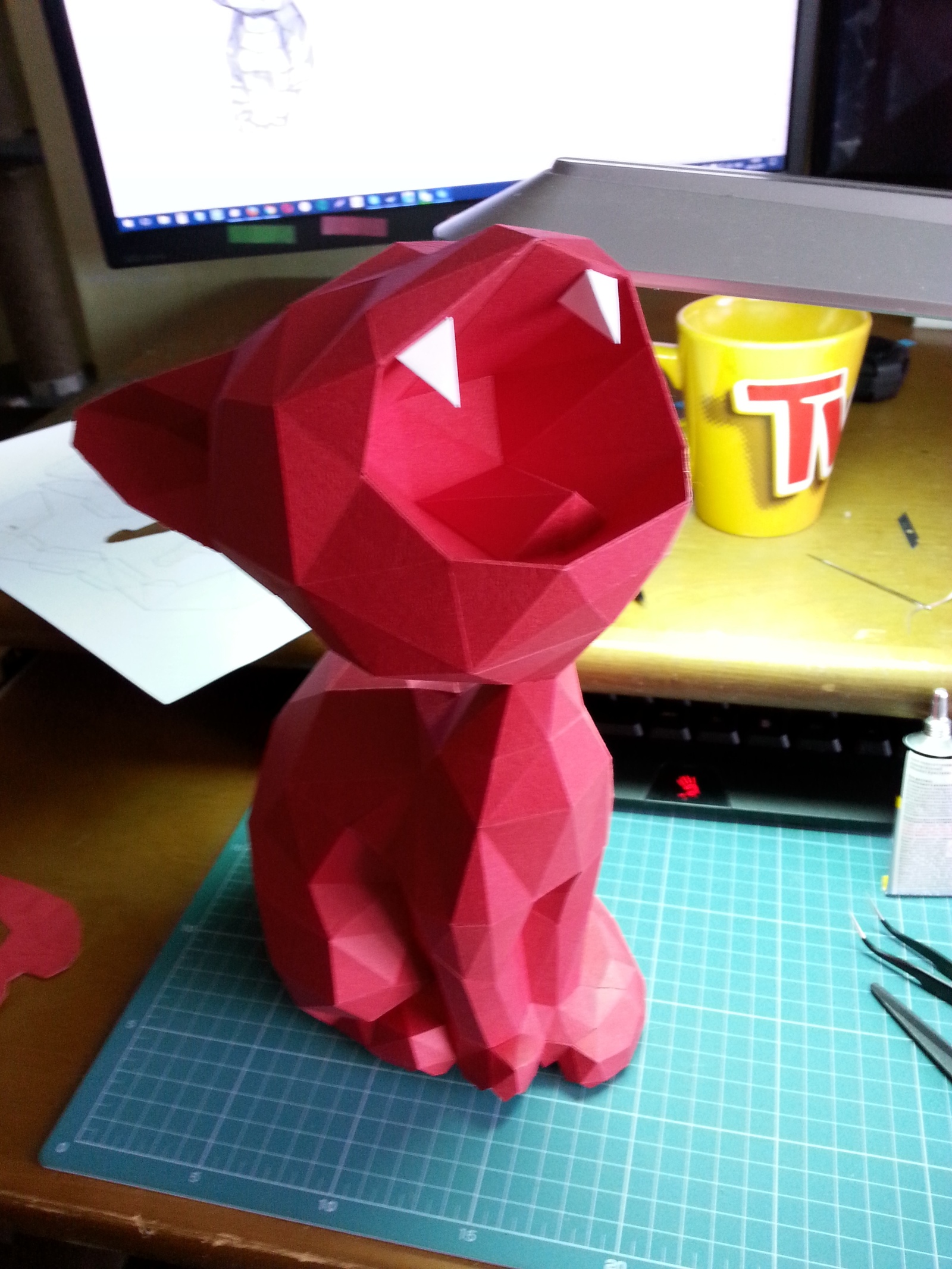 Мартовский кот - Моё, Papercraft, Длиннопост, Кот, Изделия из бумаги, Своими руками, Polyfish