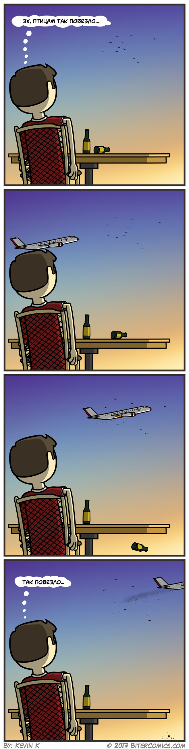 The birds are lucky - Comics, Birds, Airplane, , Longpost