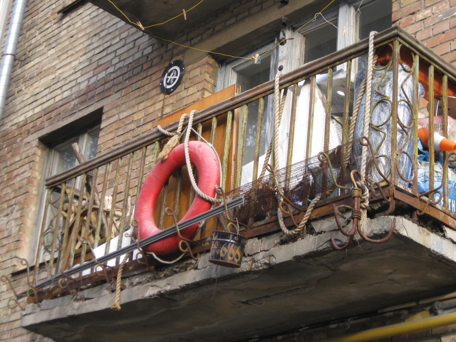 When you're an old pirate at heart, you can't hide it :) - Balcony, Sailors, Pirates, Anchor, Lifebuoy, 666, Firewood, Kiev