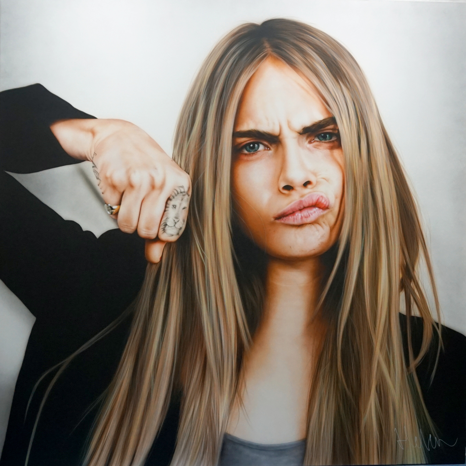 Aerography. Portrait of Cara Delevingne - My, Airbrushing, Portrait, Painting, Drawing, , Artist, Video, Longpost