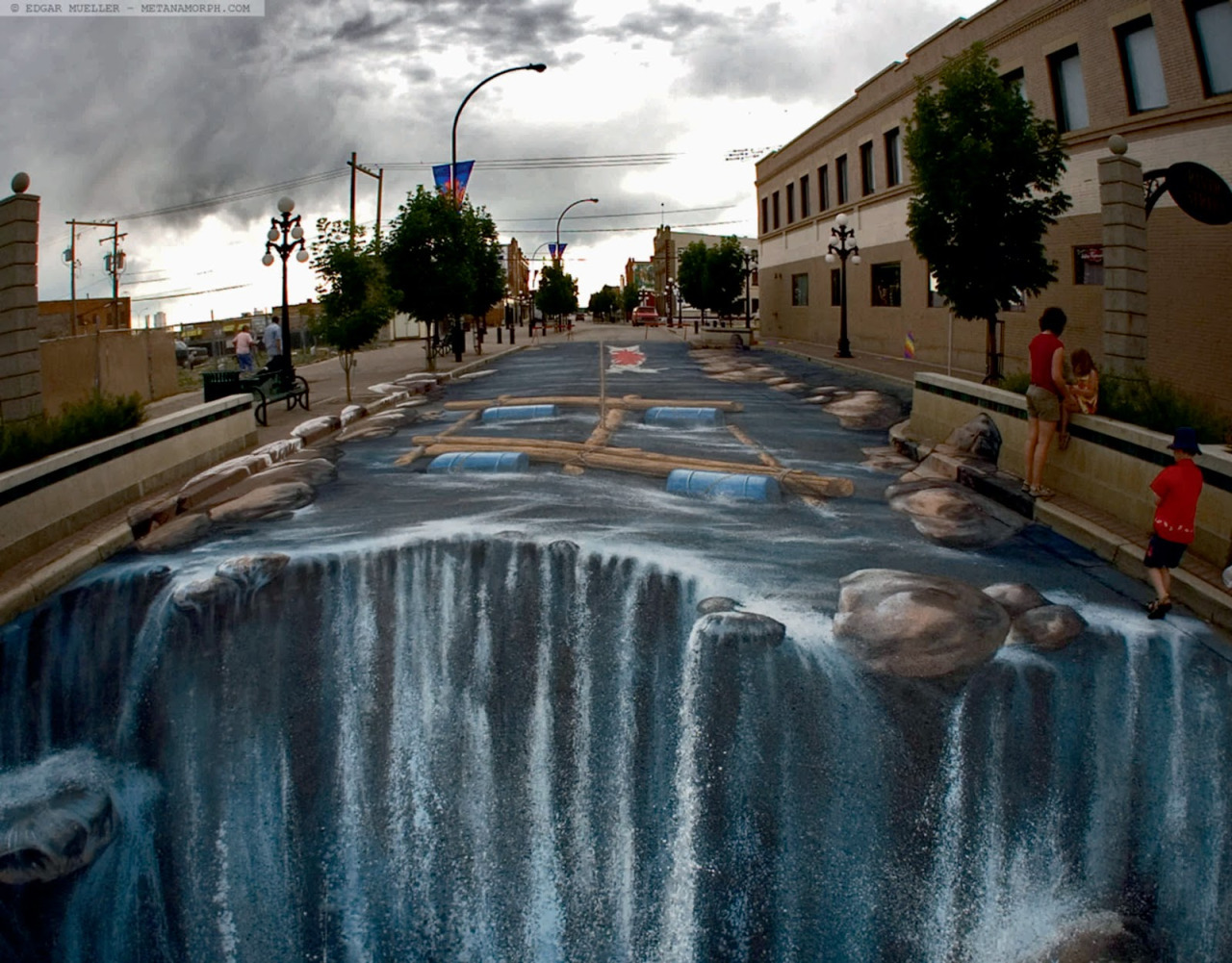 3D drawings on asphalt with chalk by Kurt Wenner - Painting, 3D, Art, Longpost