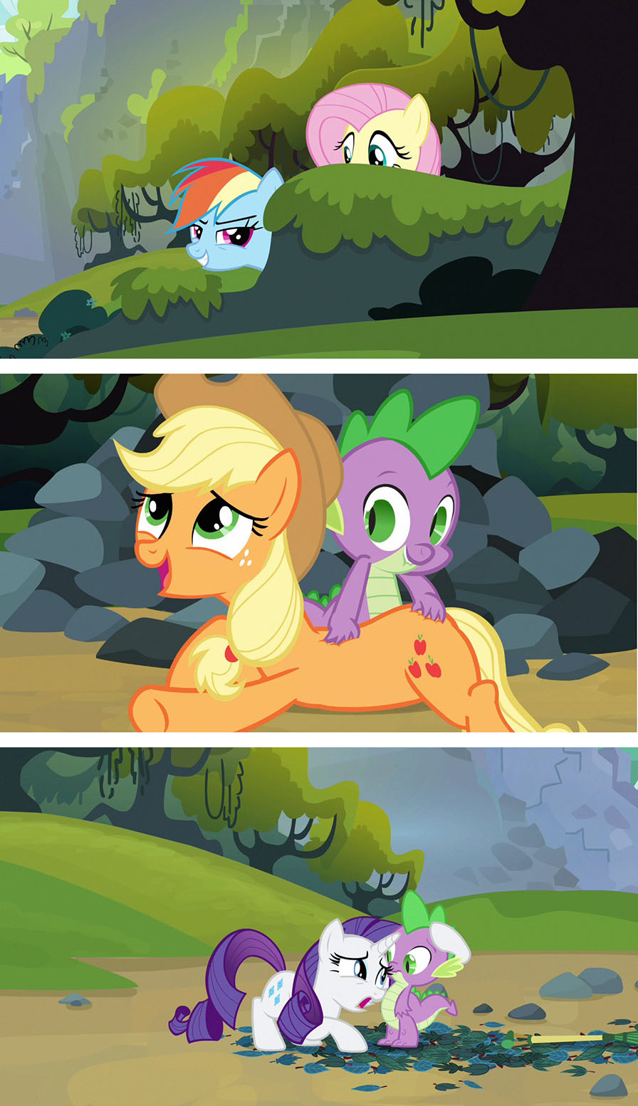 Come up with a text for the picture 35 - My little pony, , Rainbow dash, Fluttershy, Applejack, Rarity, Spike