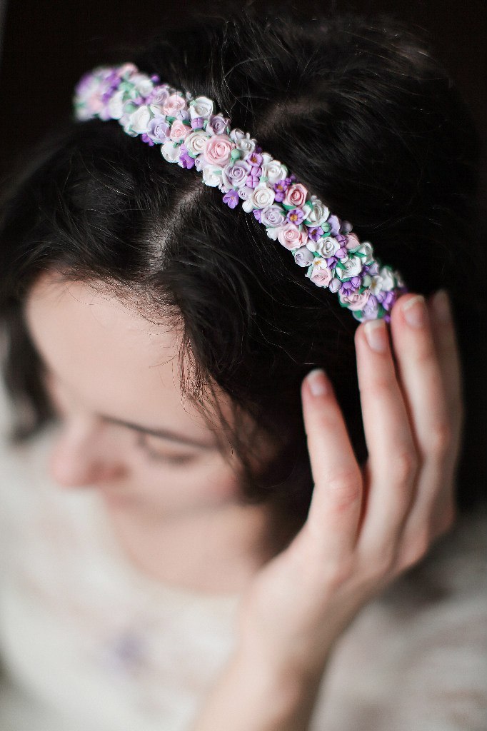 Handmade headband - Handmade, Bezel, Polymer clay, Flowers, Лепка, Longpost