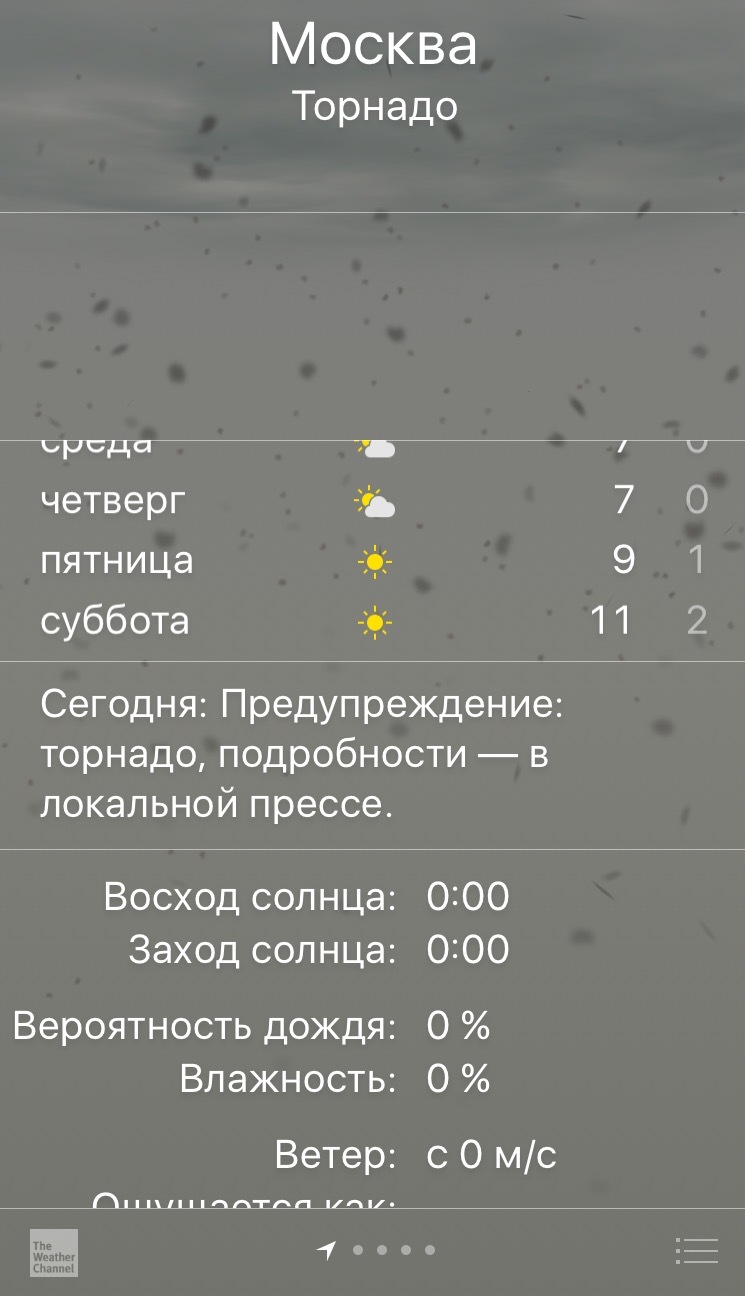 I decided to check the temperature outside in the morning. These are the weather in Moscow today - My, Moscow, Tornado, Weather, Glitches