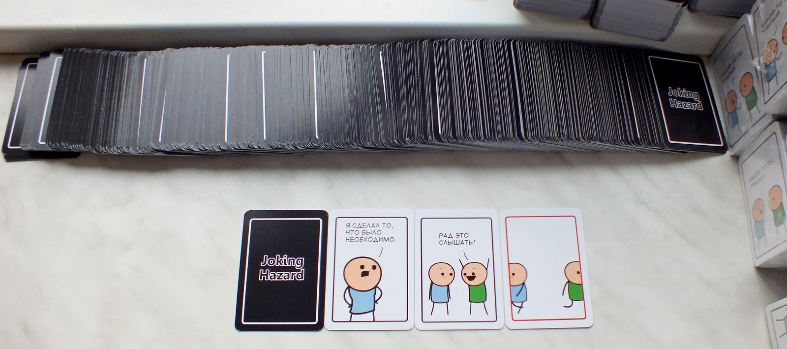 Joking Hazard: Thanks to the Peekaboo guys, we did it! - My, Cyanide and Happiness, Joking Hazard, Card game, Board games, Longpost, The strength of the Peekaboo, Together