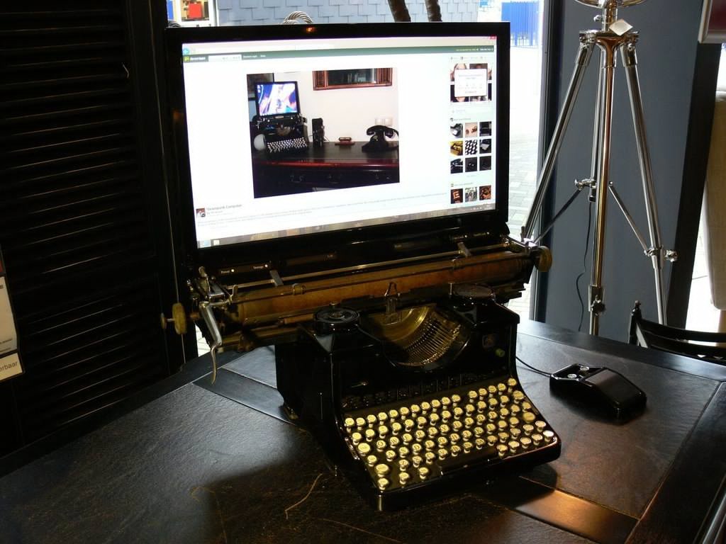 original design - Steampunk, Keyboard, Монитор, Typewriter, Longpost, Typewriter