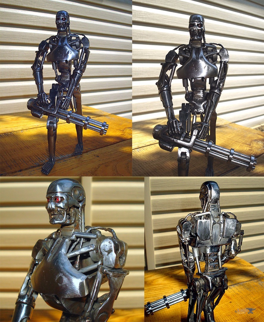 Figures of the Terminator, Robocop and a ship (a bit of technoart - artistic welding) - My, Art, Robocop, Robot, Predator, Ship, iron Man, Metal products, Toys, Longpost, Predator (film)