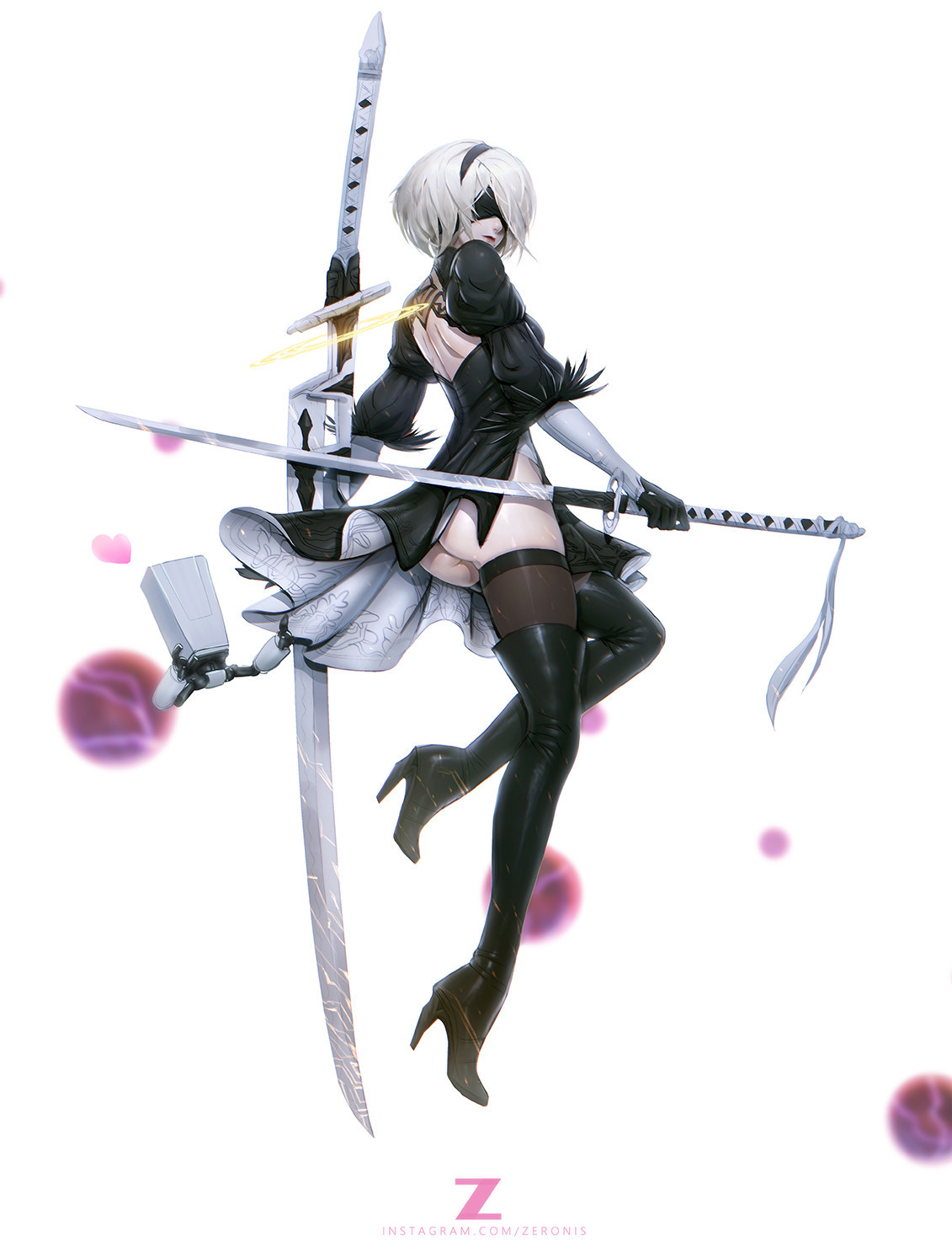 Nier - Арт, Игры, NIER, NIER Automata, Yorha unit No 2 type B, Длиннопост