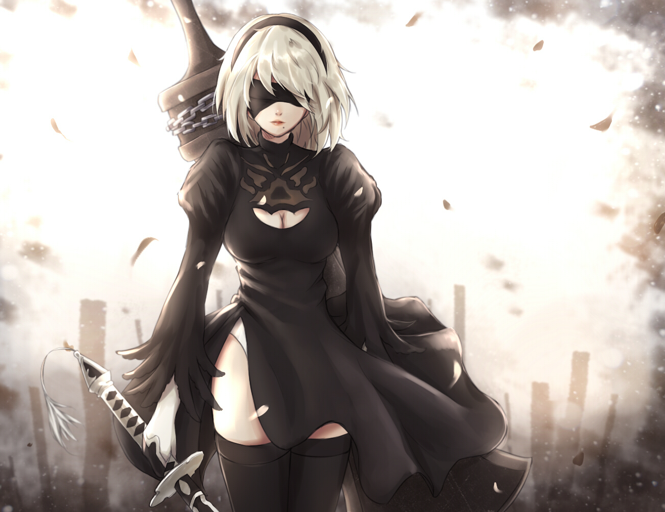 NieR: Automata / 2B. - Не аниме, Игры, NIER, NIER Automata, Yorha 2b, Yorhatype2b, Yorha unit No 2 type B, Anime Art, Длиннопост