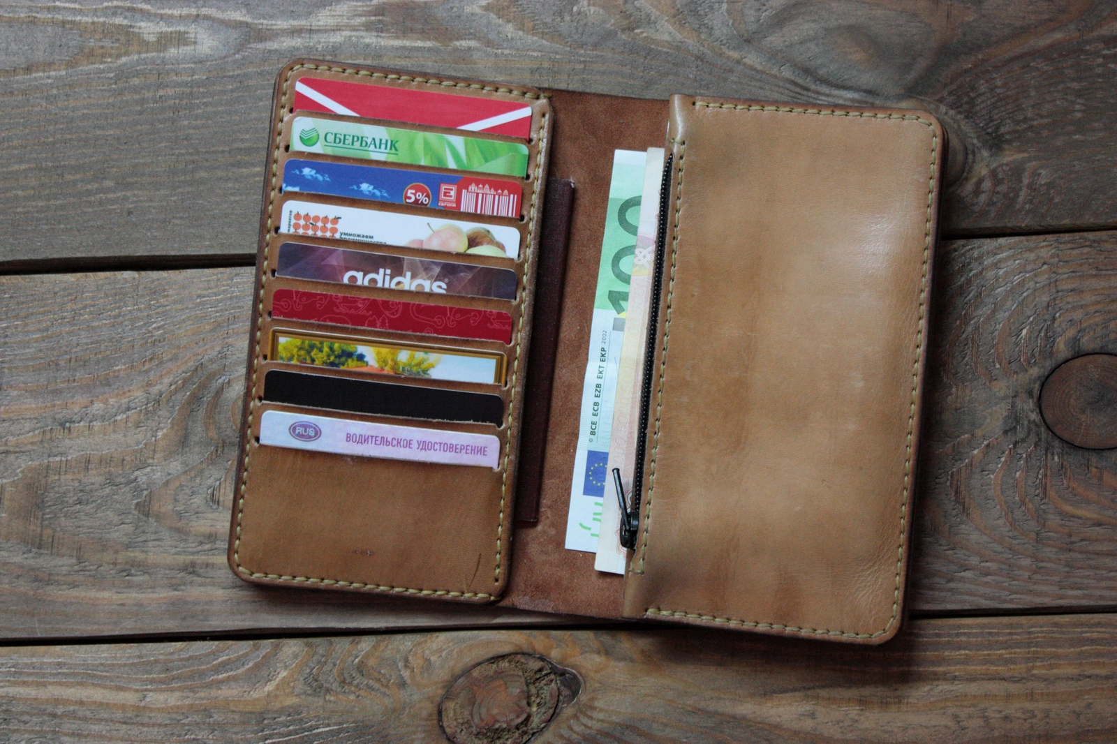 Handmade leather wallet - My, Handmade, , Wallet, Hobby, Longpost