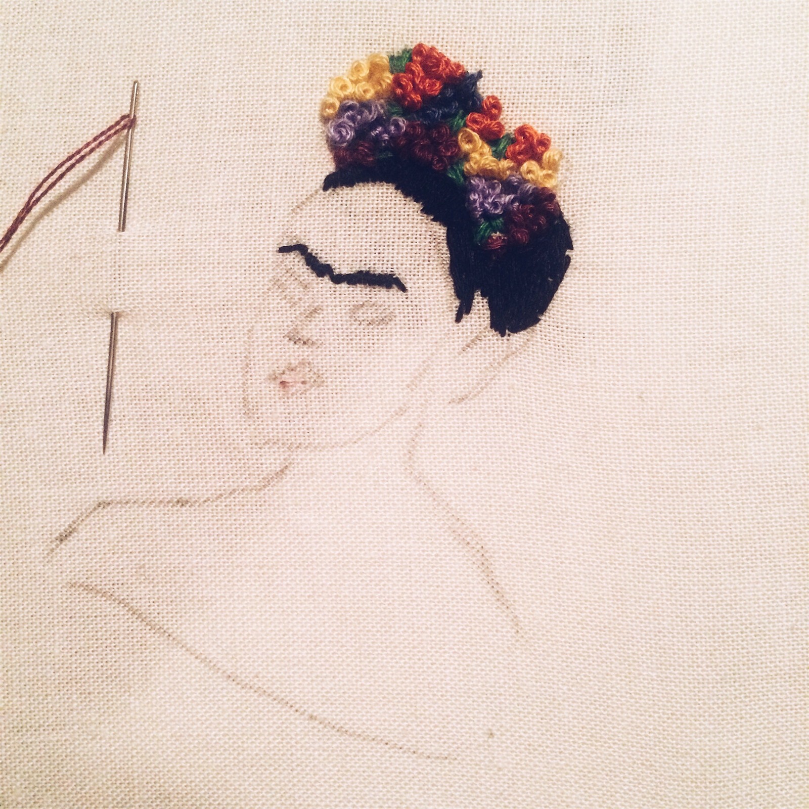 Frida Kahlo - My, Embroidery, Satin stitch embroidery, Frida Kahlo, Needlework, Needlemen, Handmade, With your own hands, 