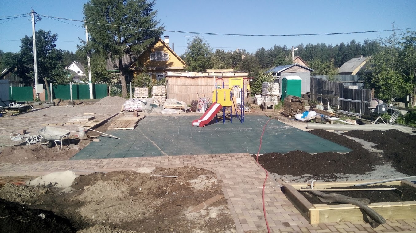 Landscaping turnkey playground, trellis - My, Paving stones, Building, Beautification, Landscape, Lawn, Children, Playground, Saint Petersburg, Longpost