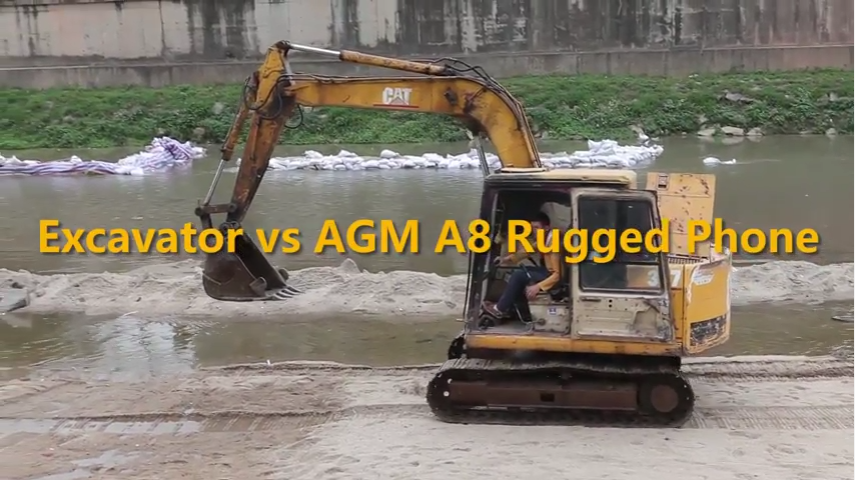 By phone excavator!!! - Agm, , Smartphone, Chinese, Crash test, Excavator, Longpost