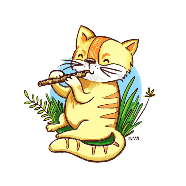 Spring cats) - My, Drawing, cat, Music, Friday, Longpost