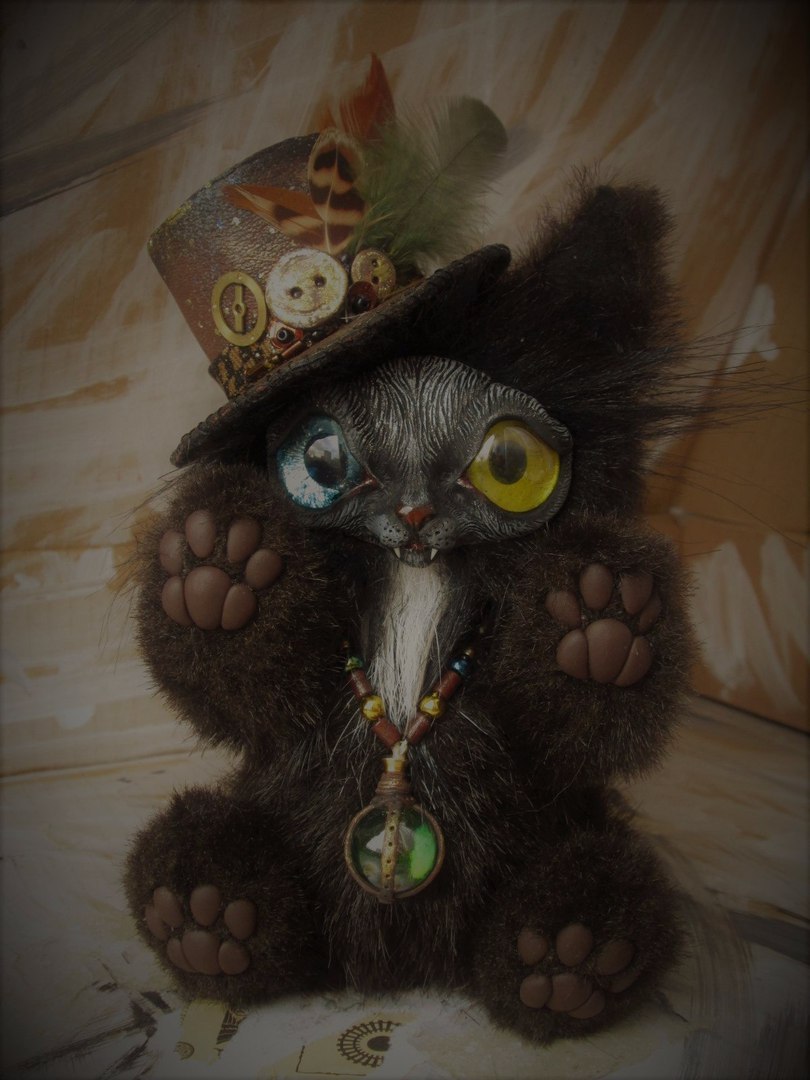 Mysterious Kitten - My, Author's toy, Mixed media, cat, Illusionist