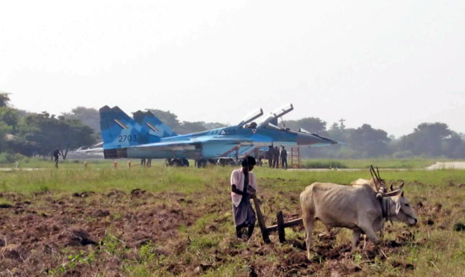 Contrasts of reality - MiG-29, Airplane, Weapon, Arable land, Aviation