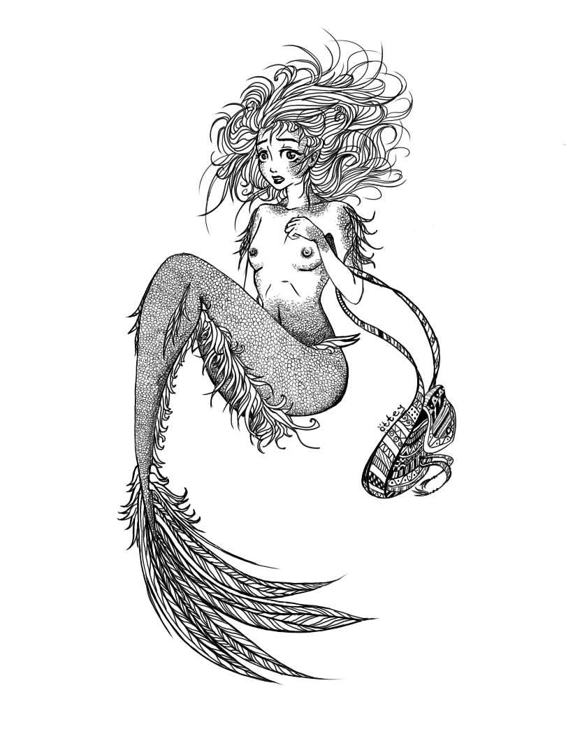 Mermaid - My, Mermaid, Art, Drawing, SAI, My, Girls, Underwater world, Graphics tablet