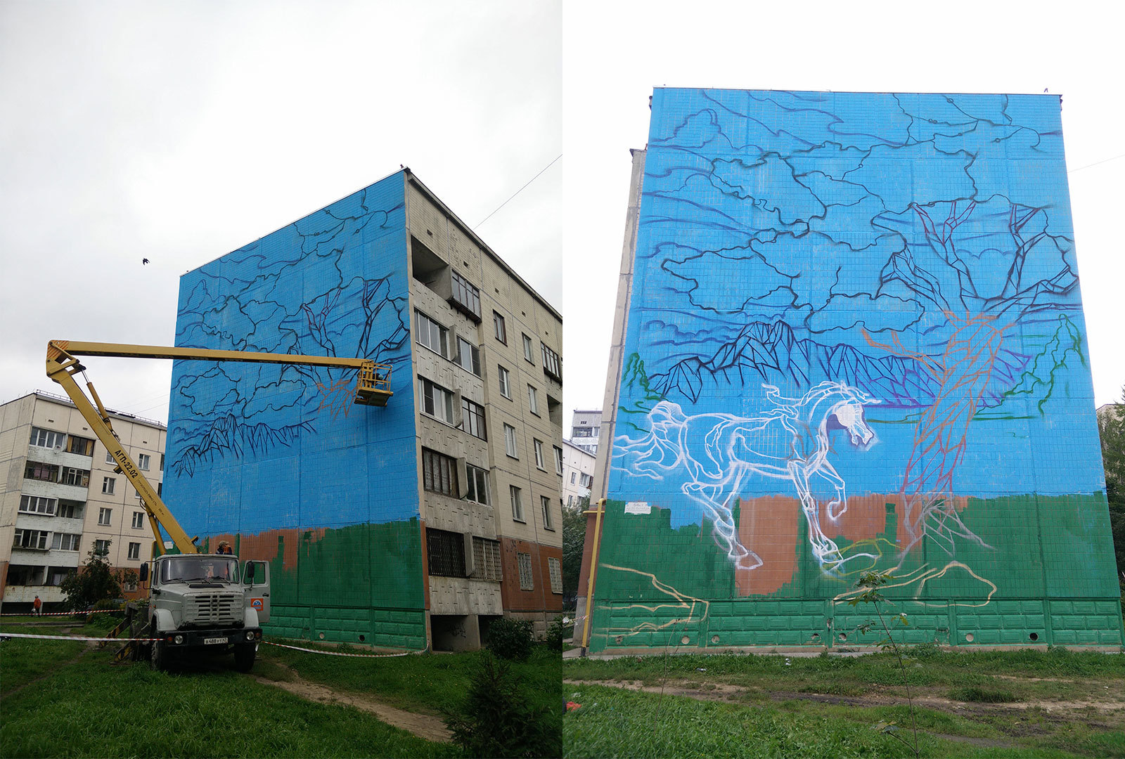 About the design of the facade in Gatchina (non-commercial work) - My, Graffiti, Mural, Street art, Painting, Registration, Housing and communal services, Town, Gatchina, Longpost