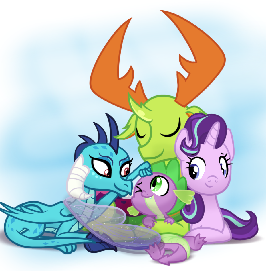 Harem Spike - My little pony, Spike, Thorax, Princess ember, Starlight Glimmer