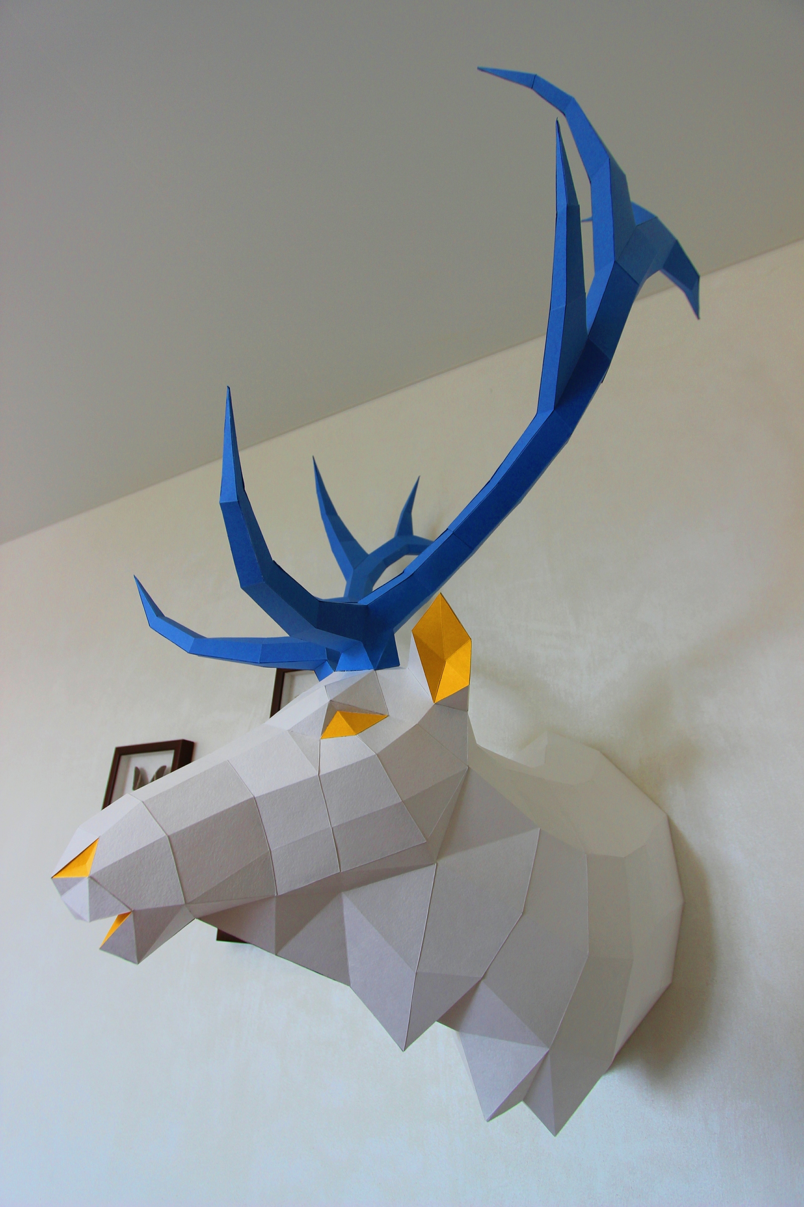 paper deer trophy - My, Pepakura, Papercraft, Low poly, , , Longpost