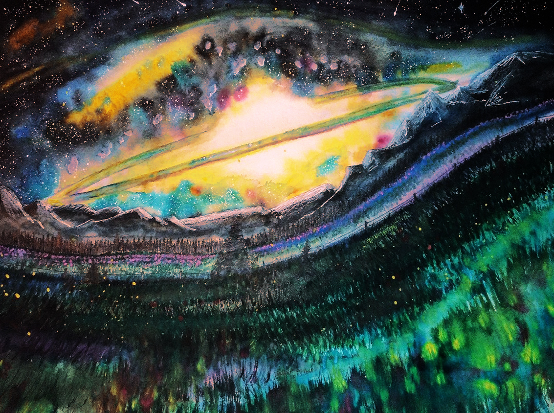 Supernova - My, Art, Watercolor, Landscape