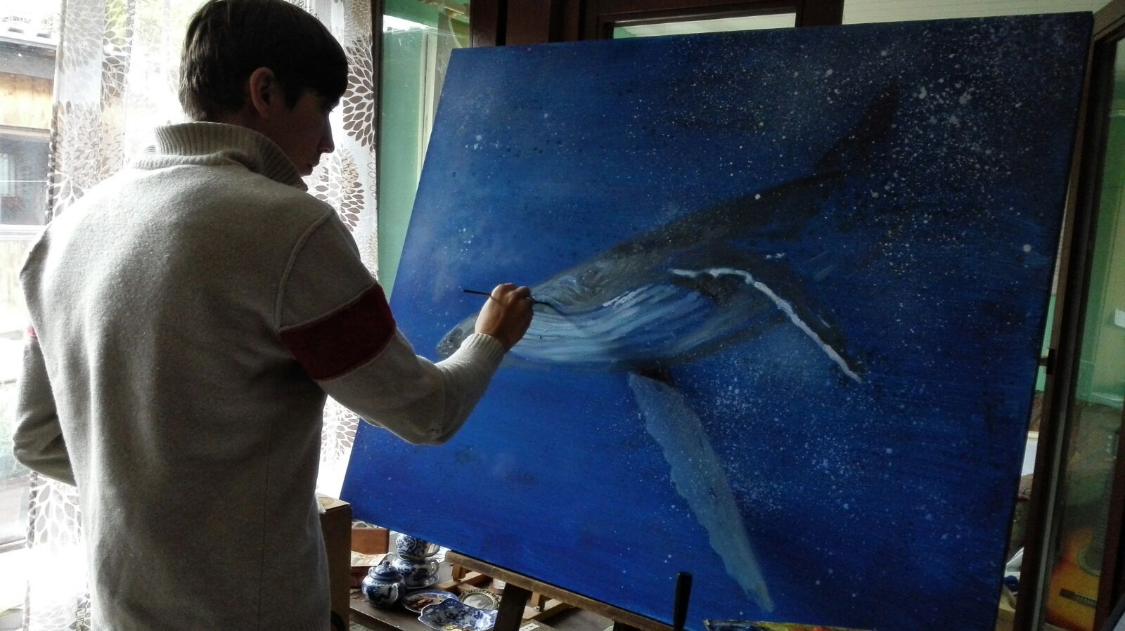 Kit I love the marine theme. Here is another one of my works. - My, Gnievyshev, Art, Painting, Creation, Whale