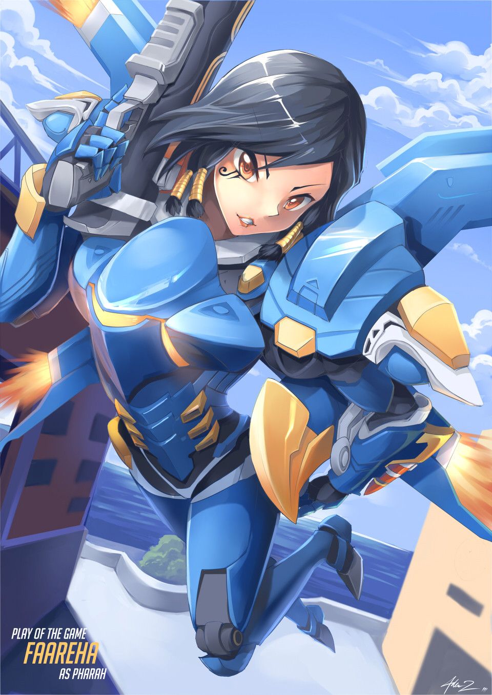 Pharah - Pharah, Overwatch, Game art, Anime art, Blizzard