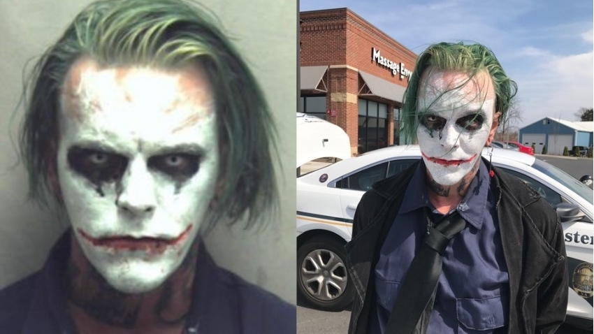 Dressed and made up like the Joker - arrested and charged for wearing a mask - Joker, US police, Arrest