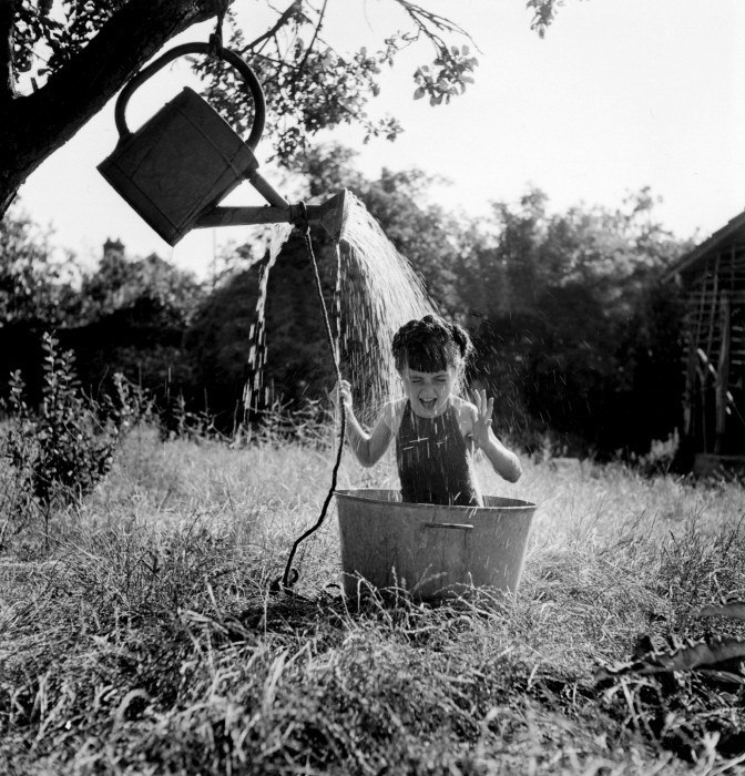 Summer shower, 1949 - The photo, Summer, Children, Past, 20th century