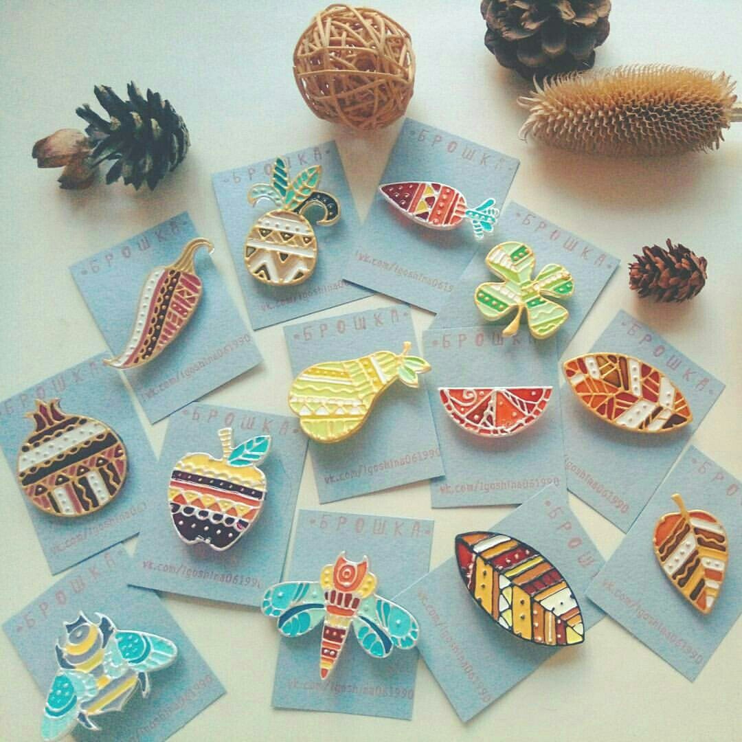 I draw brooches and not brooches) - My, Painting, Brooch, Magnets, Handmade, Longpost