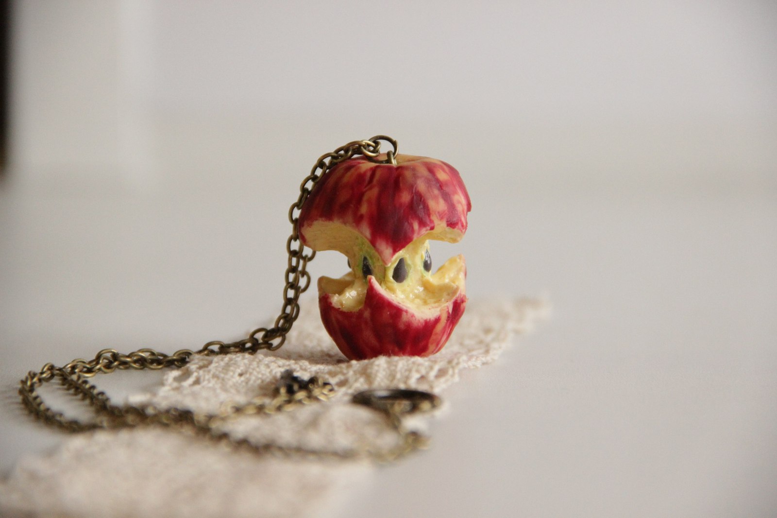 Apple core. - My, Polymer clay, Handmade, With your own hands, Pendant, Stub, Longpost